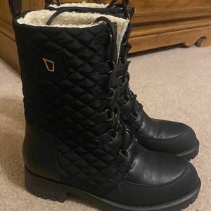 Matt Bernson Combat Style Boots Shearling Lined Black Women’s Size 8.5